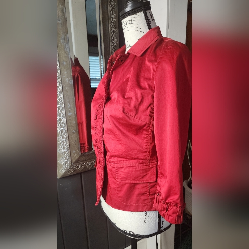 Talbots Red Ruffled Blazer - Picture 2 of 7